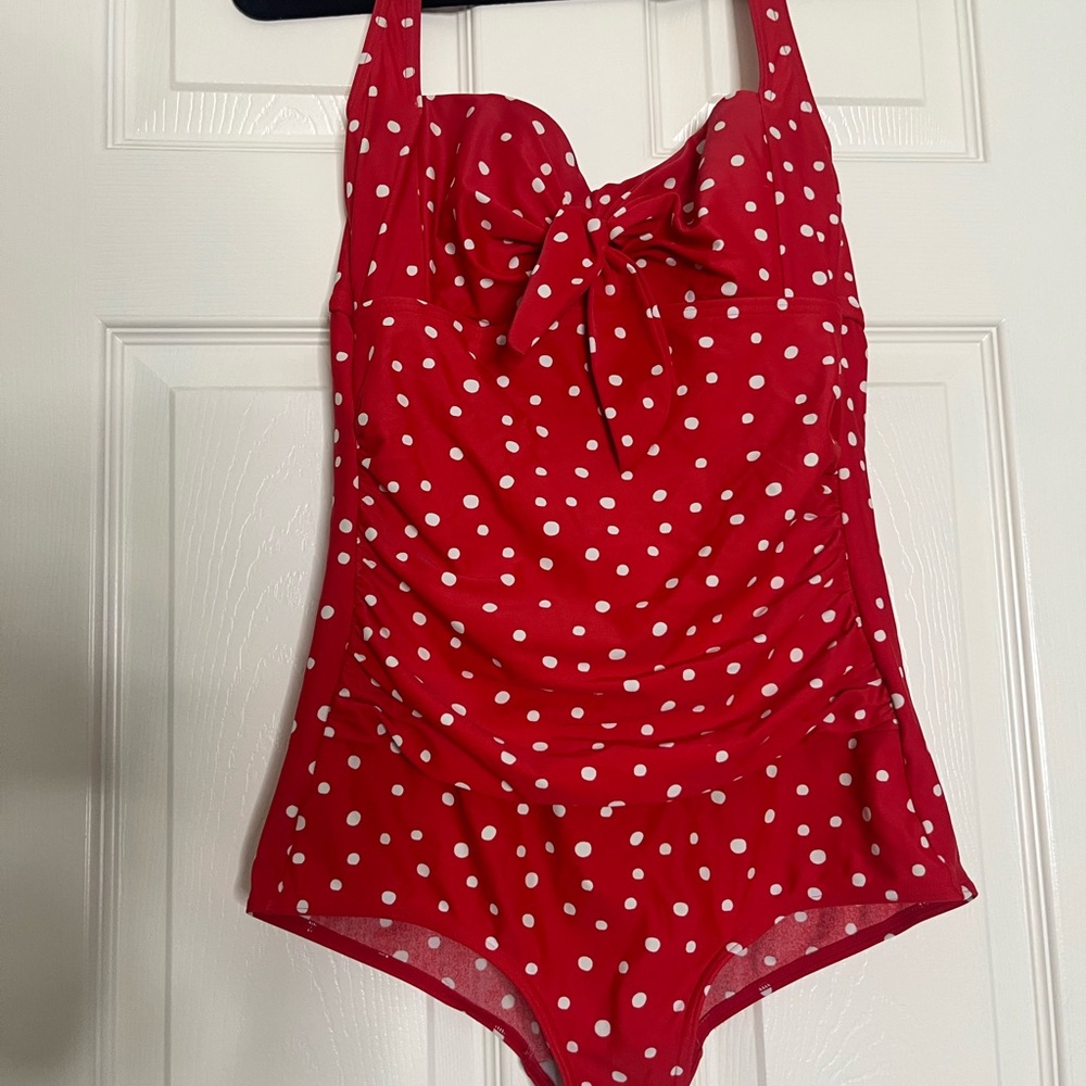Red Polka Dot One Piece Swimsuit